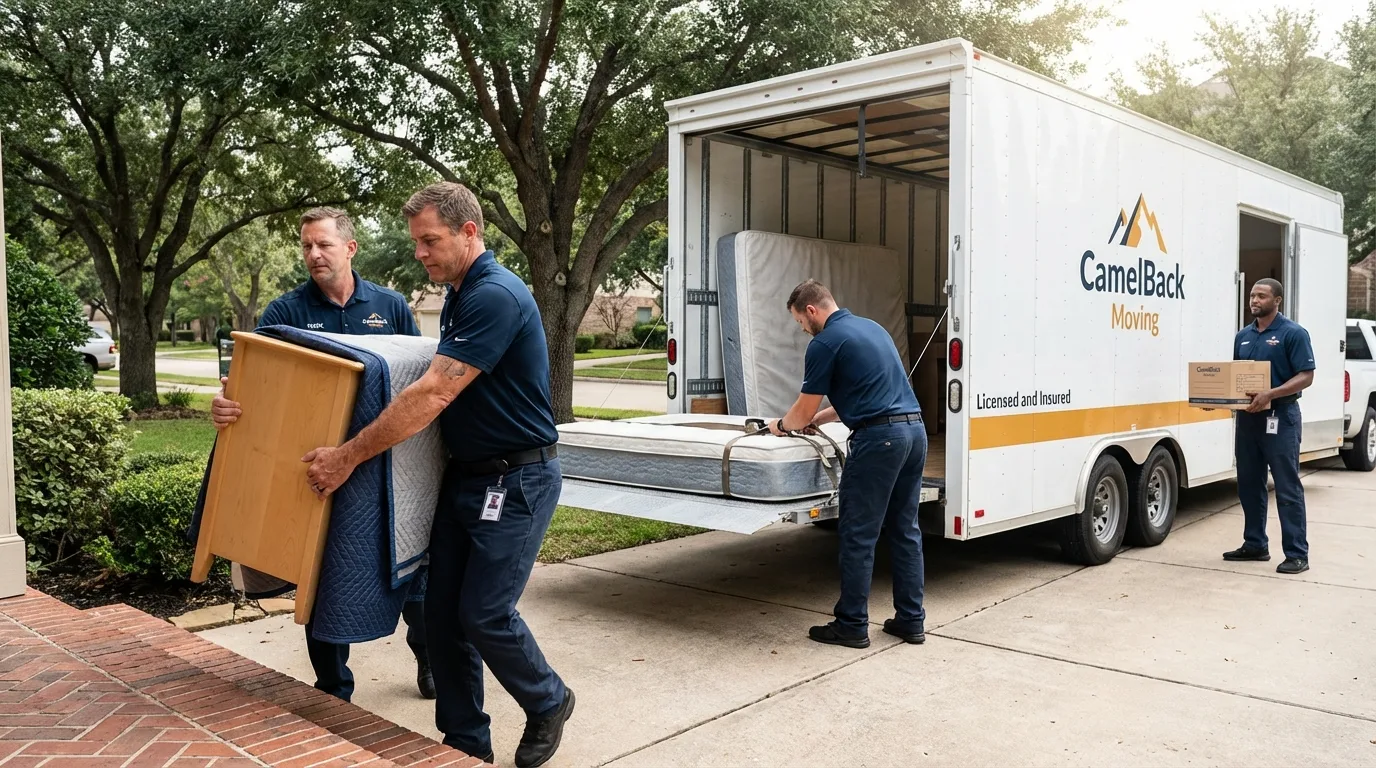 Crew loading residential truck for cross-state move from Caseyville, IL